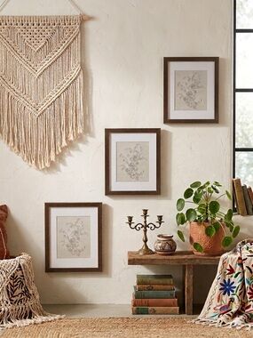 Set of 3 Marlow Glen Botanical Framed Wall Art(11”x 14”)Boho Anthropologie Style